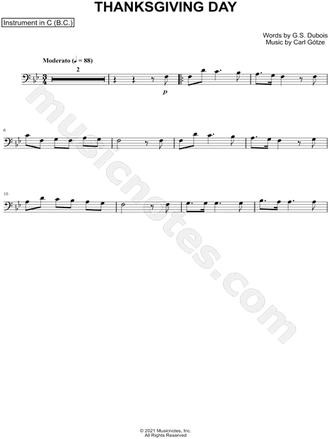 Collection: Thanksgiving Day - Bass Clef Instrument & Piano
