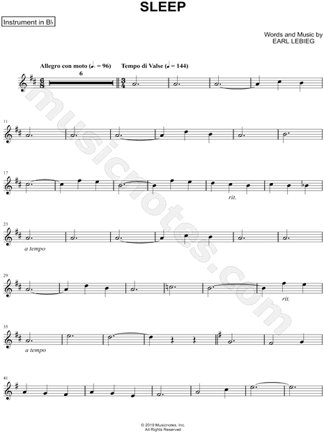 Collection: Sleep - Bb Instrument & Piano