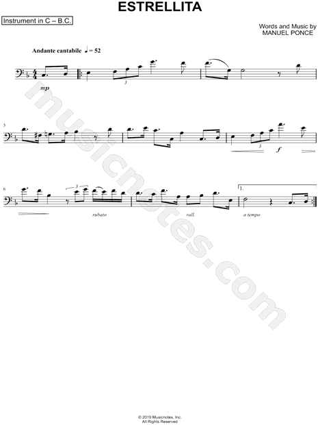 Collection: Estrellita - Bass Clef Instrument & Piano