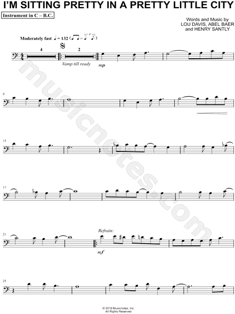Collection: I'm Sitting Pretty in a Pretty Little City - Bass Clef Instrument & Piano