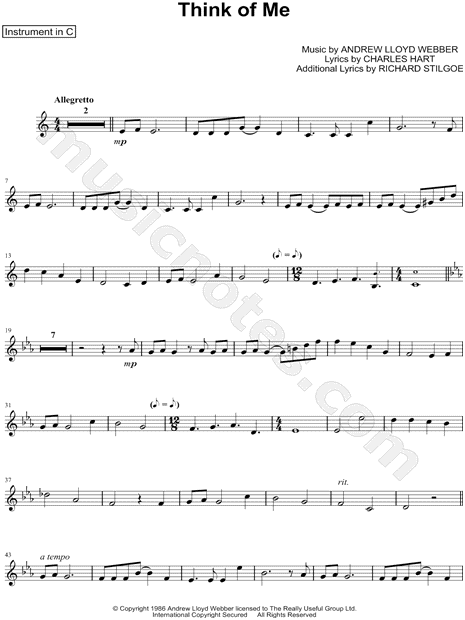 Collection: Think of Me - C Instrument & Piano