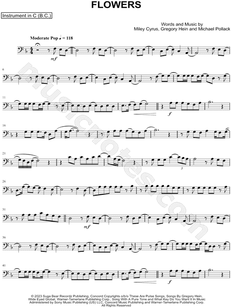 Collection: Flowers - Bass Clef Instrument & Piano