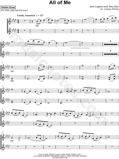 All of Me - Violin Duet & Piano