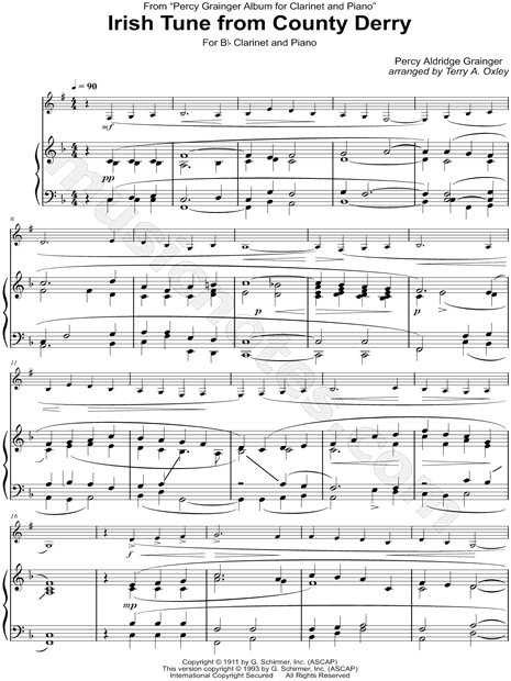 Irish Tune from County Derry - Clarinet & Piano