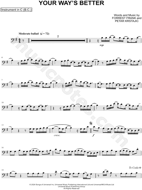 YOUR WAY'S BETTER - Bass Clef Instrument & Piano