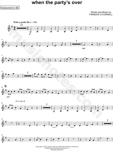 Collection: when the party's over - Bb Instrument & Piano