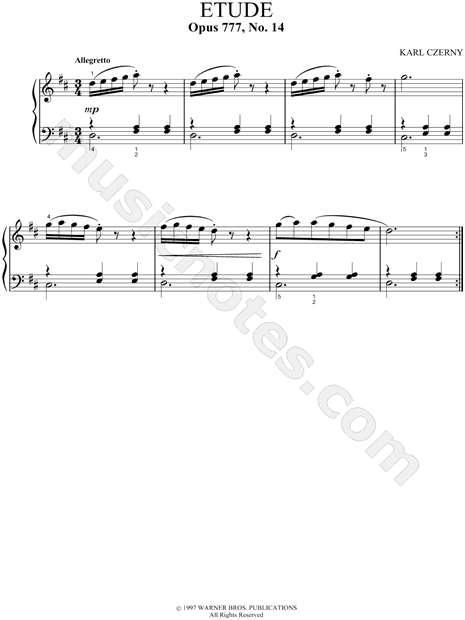 24 Exercises for Five Fingers, Op. 777: Etude No. 14
