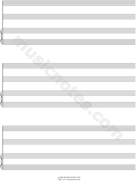 Manuscript Paper for Piano + Duet (Free Blank Sheet Music)