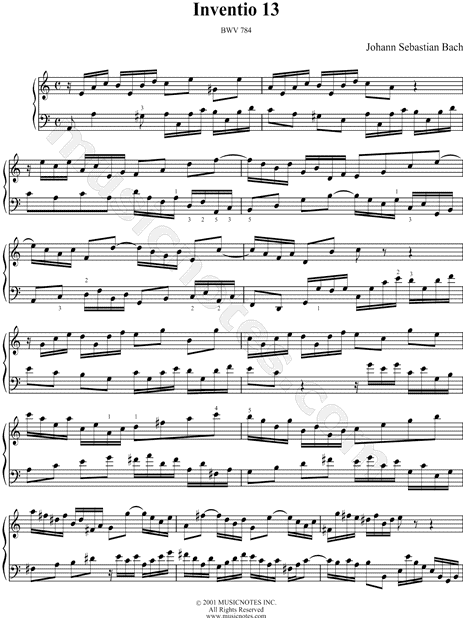 Two Part Invention No. 13, BWV 784