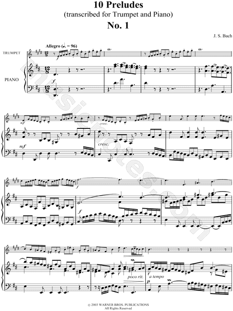 Prelude No. 1 for Trumpet and Piano - Piano Part
