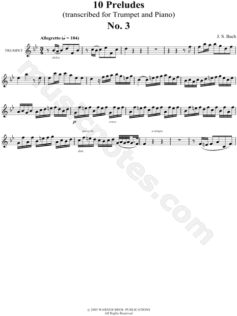 Prelude No. 3 for Trumpet and Piano - Trumpet Part