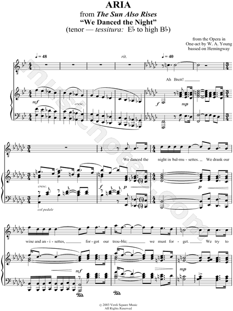 Tenor Voice - Aria - " We Danced The Night "