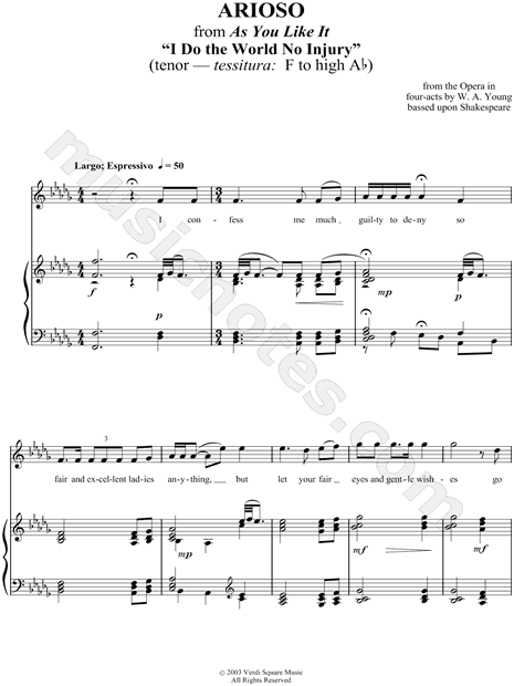 Tenor Voice - Arioso - " I Do The World No Injury "