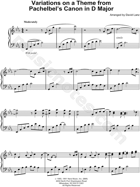 Variations on a Theme From Pachelbel's Canon in D Major