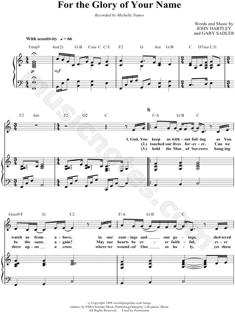 For the Glory of Your Name