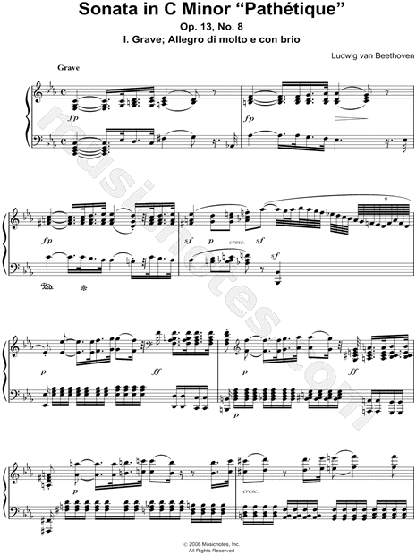 Piano Sonata No. 8 in C Minor "Pathetique": I. Grave, Allegro di molto e con brio