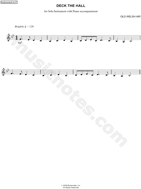 Deck the Halls - F Instrument