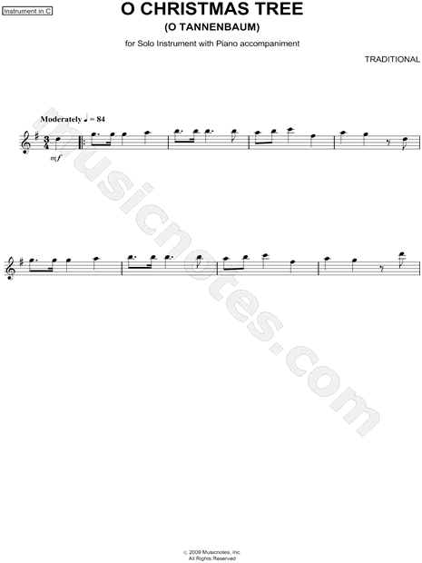 O Christmas Tree - C Instrument