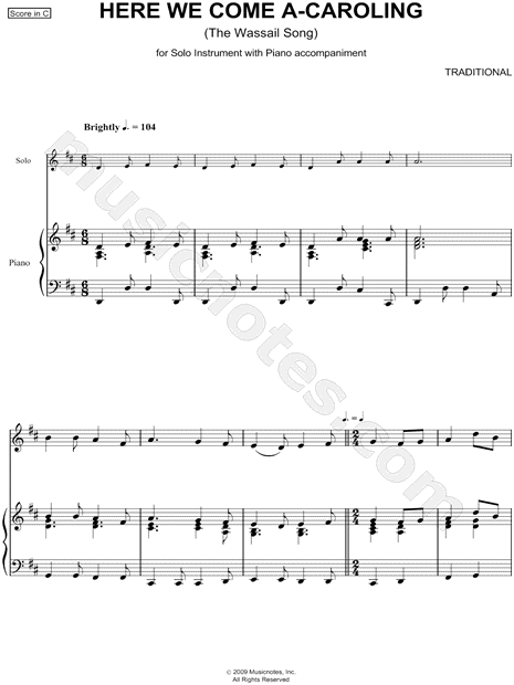 Here We Come A-Caroling - Piano Accompaniment