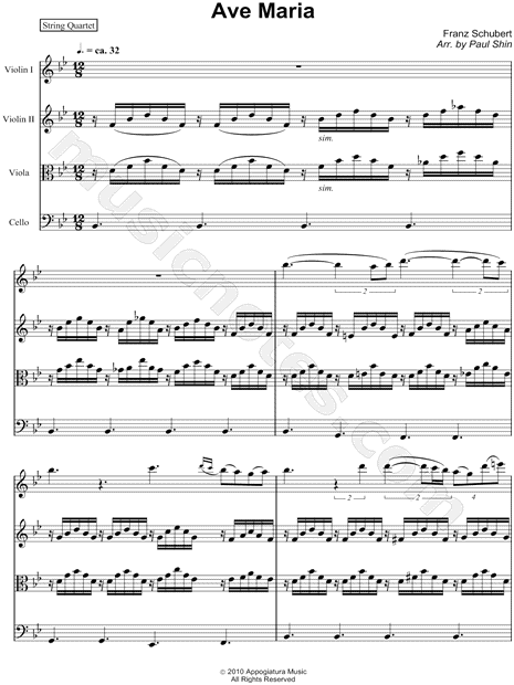 Ave Maria - Score (String Quartet)