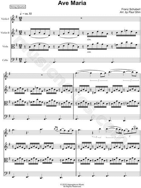 Ave Maria - Score (String Quartet)