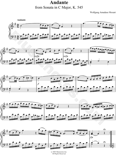 Piano Sonata No. 16 in C Major, K. 545: II. Andante