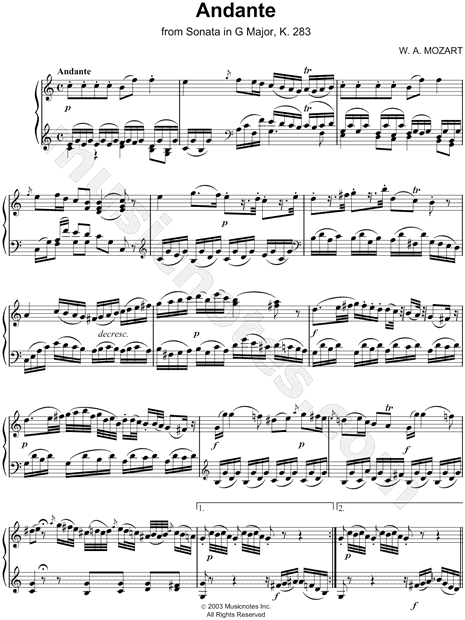 Sonata No. 5 in G Major, K. 283: II. Andante