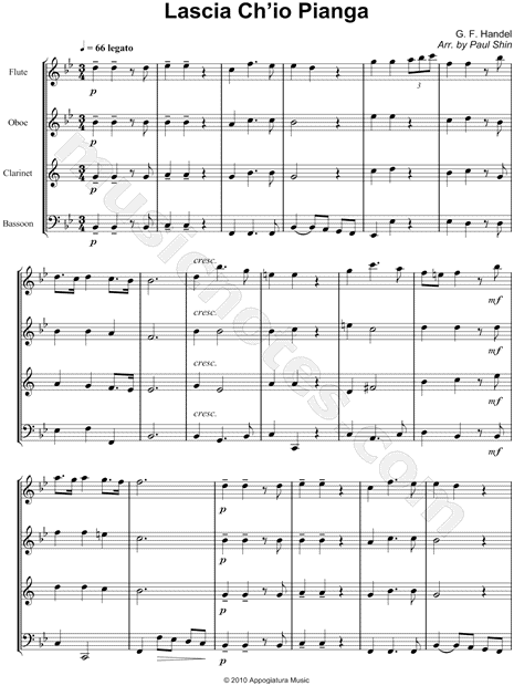 Lascia Ch'io Pianga - Score (Woodwind Quartet)