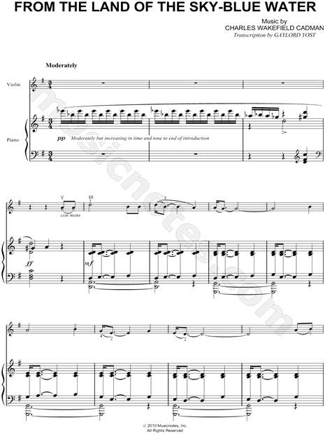 From the Land of the Sky-Blue Water - Piano Accompaniment