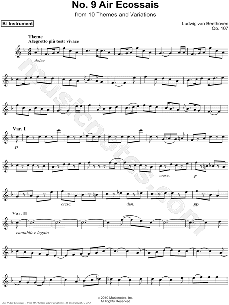 Air Ecossais, Allegretto: Op. 107, No. 9 - Bb Instrument