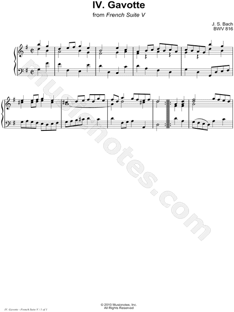 French Suite No. 5, BWV 816: 4. Gavotte