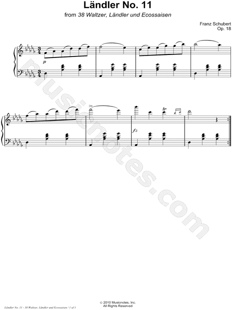 38 Waltzer, Ländler und Ecossaisen, Opus 18: Ländler No. 11