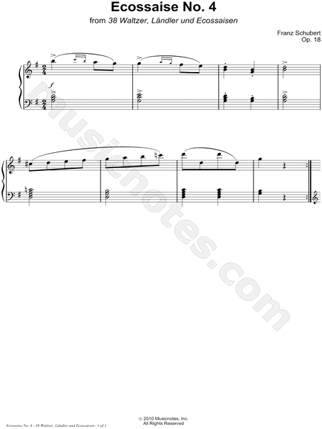 38 Waltzer, Ländler und Ecossaisen, Opus 18: Ecossaise No. 4