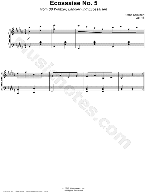 38 Waltzer, Ländler und Ecossaisen, Opus 18: Ecossaise No. 5