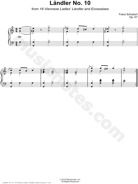 18 Viennese Ladies' Ländler and Ecossaises, Opus 67: Ländler No. 10
