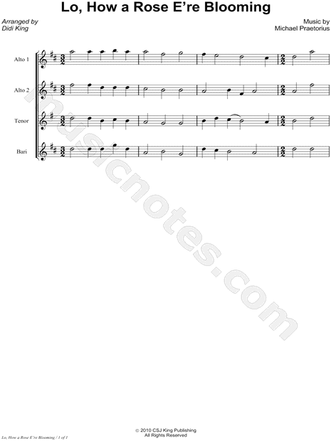 Lo, How a Rose E'er Blooming - Score (Saxophone Quartet)