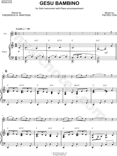 Gesu Bambino - Piano Accompaniment