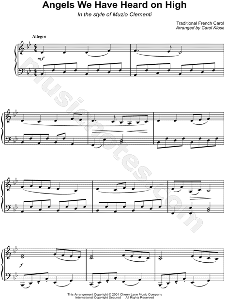 Angels We Have Heard on High - In the style of Muzio Clementi