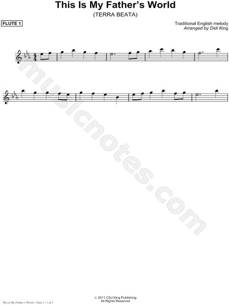This Is My Father's World - Flute Part 1 (Flute Quartet)