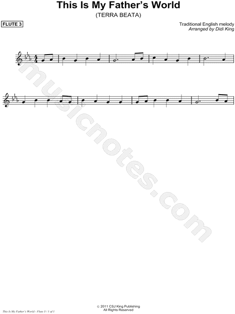 This Is My Father's World - Flute Part 3 (Flute Quartet)