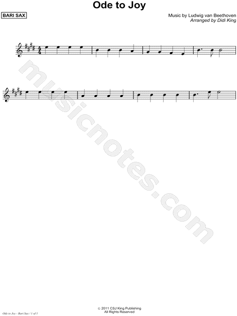 Ode to Joy - Bari Sax (Saxophone Quartet)