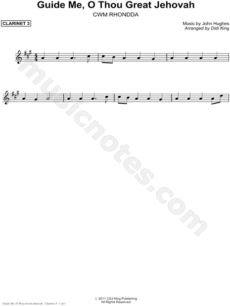 Guide Me, O Thou Great Jehovah - Clarinet 3 (Clarinet Quartet)