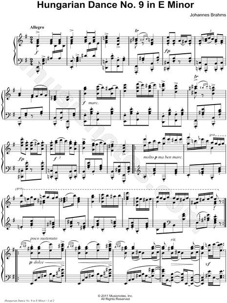 Hungarian Dance No. 9 in E Minor