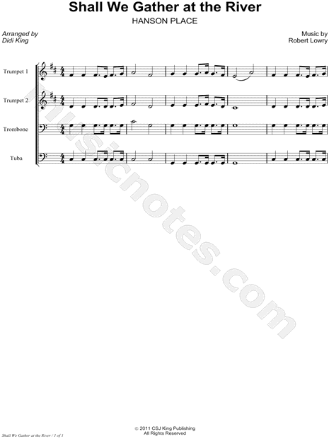 Shall We Gather at the River? - Brass Quartet Score