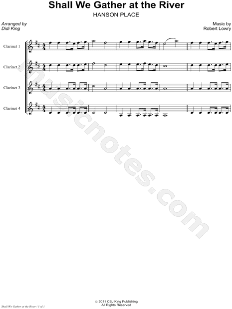 Shall We Gather at the River? - Clarinet Quartet Score