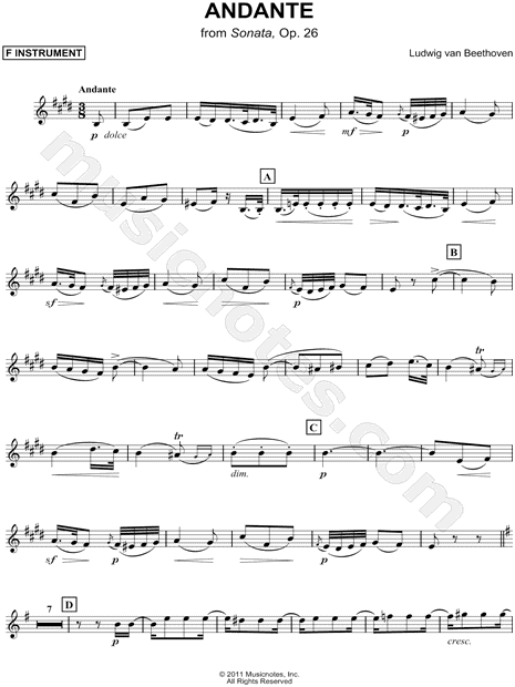 Andante from Sonata, Op. 26 - F Instrument