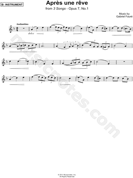 Après un rêve - Bb Instrument