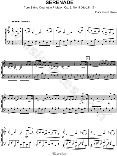 Serenade from String Quartet in F Major, Op. 3, No. 5