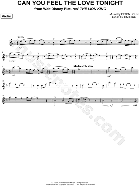 Can You Feel the Love Tonight - Violin