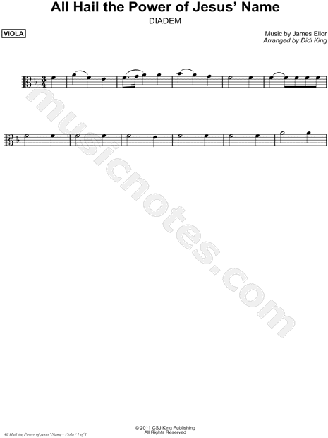 All Hail the Power of Jesus' Name - Viola (String Quartet)